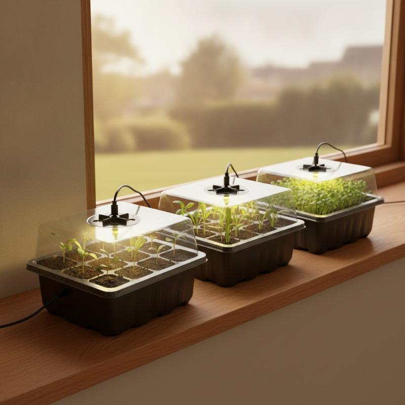 Humidity Dome Kit - 6/12-cel zaaitray voor thuisgebruik met groeilamp,
